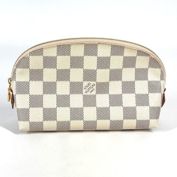 LOUIS VUITTON N60024 Damier Azur Pochette-Cosmetics Pouch Canvas White - Picture 2 of 15